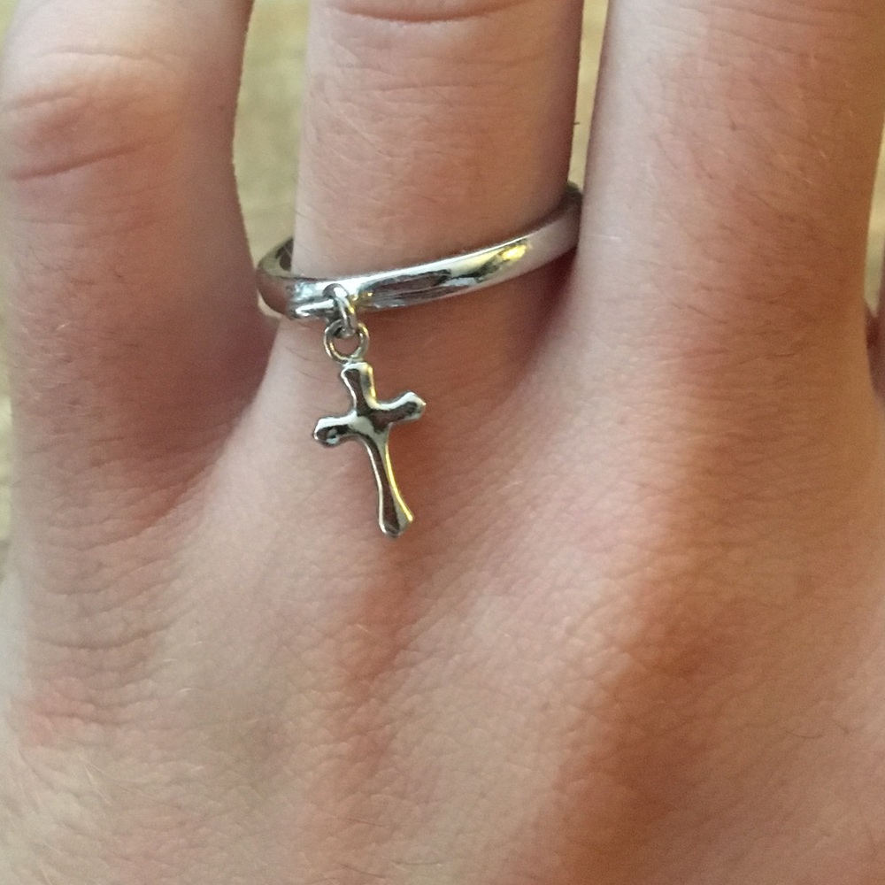 dainty cross ring